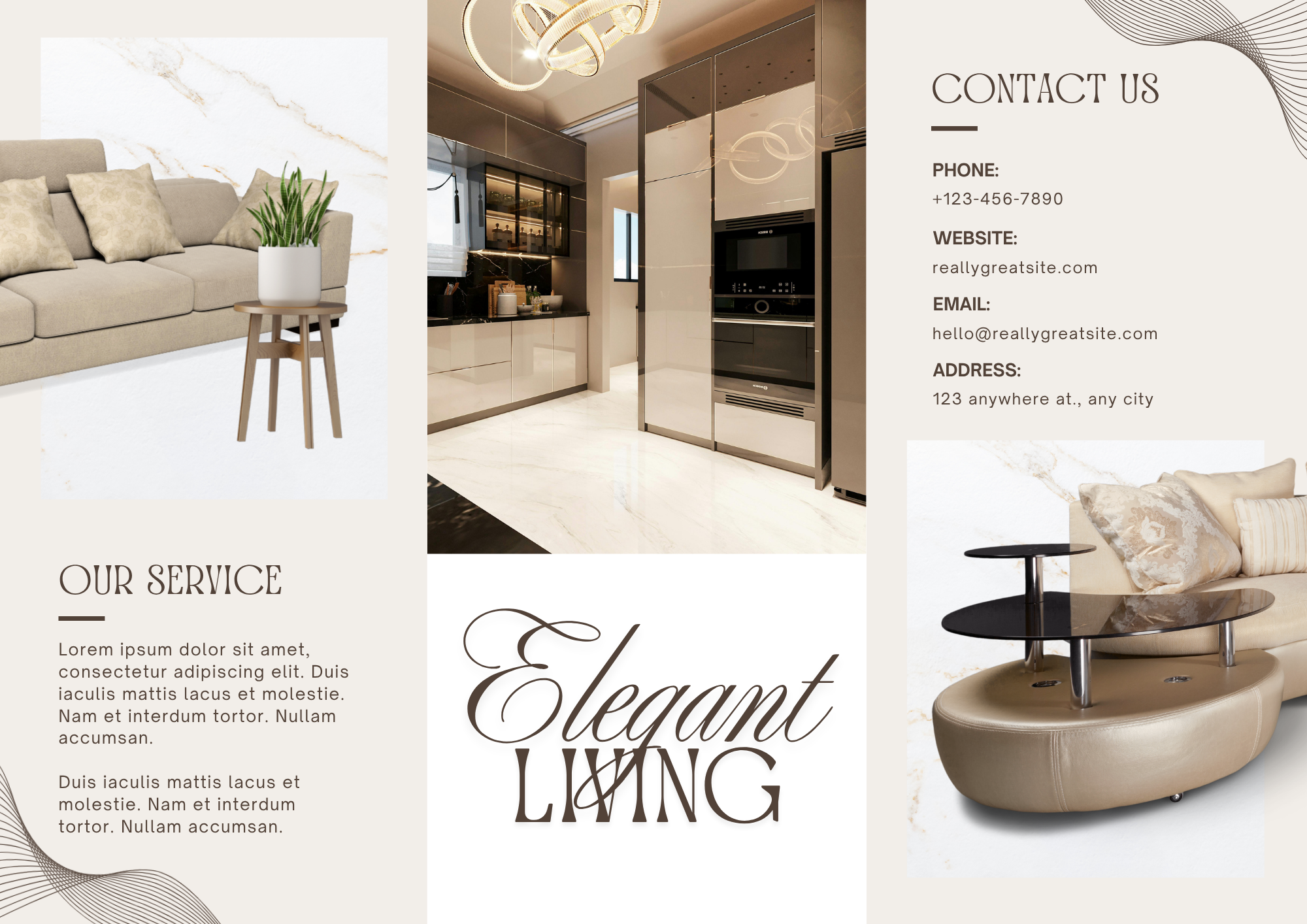beige minimalist interior design brochure